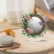 Load image into Gallery viewer, Acrylic Flowers Dragonfly DIY Diamond Art Mirror Crystal Diamond Painting Mirror