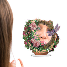 Load image into Gallery viewer, Acrylic Flowers Dragonfly DIY Diamond Art Mirror Crystal Diamond Painting Mirror