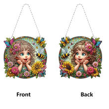 Load image into Gallery viewer, Double Sided Special Shape Cute Girl Diamond Art Pendant for Garden Window Decor
