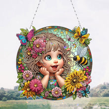 Load image into Gallery viewer, Double Sided Special Shape Cute Girl Diamond Art Pendant for Garden Window Decor