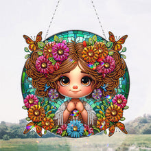 Load image into Gallery viewer, Double Sided Special Shape Cute Girl Diamond Art Pendant for Garden Window Decor