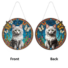 Load image into Gallery viewer, Cat Dog Double Sided Effect Diamond Painting Hanging Pendant Home Windows Decor