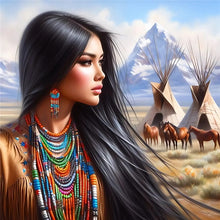 Load image into Gallery viewer, Diamond Painting - Full Round - indian woman (40*40CM)