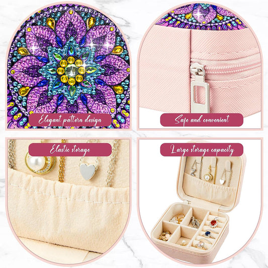 PU Partial Special Shaped Mandala Diamond Art Jewelry Box for Necklaces Earrings