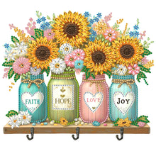 Load image into Gallery viewer, Flower Wooden Diamond Art Craft Wall Hooks Punch Free Diamond Painting Hook Rail