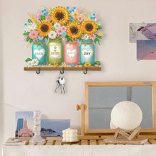 Load image into Gallery viewer, Flower Wooden Diamond Art Craft Wall Hooks Punch Free Diamond Painting Hook Rail