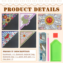 Load image into Gallery viewer, 4Pcs Mandala Diamonds Painting Corner Bookmarks DIY Flower Bookmarks Kit