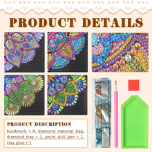 Load image into Gallery viewer, 4Pcs Mandala Diamonds Painting Corner Bookmarks DIY Flower Bookmarks Kit