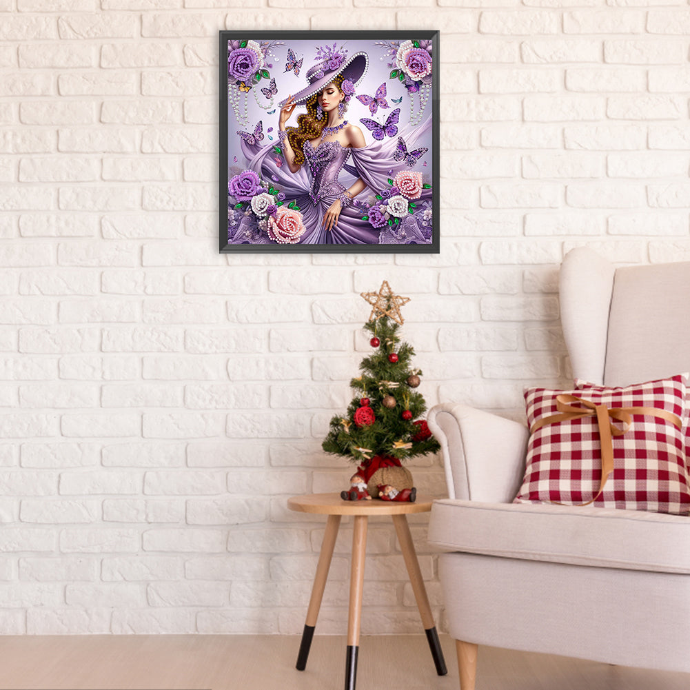 Diamond Painting - Partial Special Shaped - top hat lady (30*30CM)