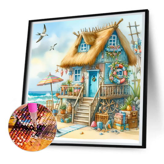 Diamond Painting - Full Round - Beautiful view of beach house (30*30CM)