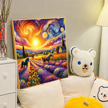 Load image into Gallery viewer, Diamond Painting - Full Round - Sunset pastoral and horses (40*40CM)