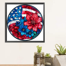 Load image into Gallery viewer, Diamond Painting - Full Round - round sign american flag (30*30CM)