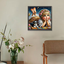 Load image into Gallery viewer, Diamond Painting - Full Round - cute pet girl (30*30CM)