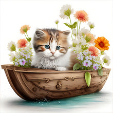 Load image into Gallery viewer, Diamond Painting - Full Round - boat cat (30*30CM)