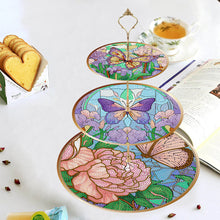 Load image into Gallery viewer, 3 Tier Acrylic Butterfly Pattern 5D DIY Diamond Painting Serving Tray Home Decor