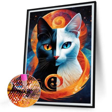Load image into Gallery viewer, Diamond Painting - Full Round - black and white yin yang cat (30*40CM)