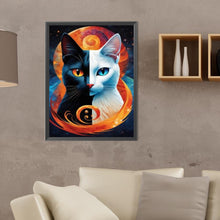 Load image into Gallery viewer, Diamond Painting - Full Round - black and white yin yang cat (30*40CM)
