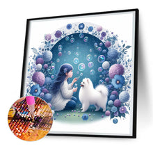 Load image into Gallery viewer, Diamond Painting - Full Round - girl and samoyed dog (30*30CM)