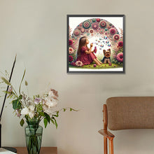 Load image into Gallery viewer, Diamond Painting - Full Round - girl in red dress and dog (30*30CM)