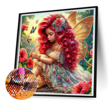 Load image into Gallery viewer, Diamond Painting - Full Round - Red hair butterfly girl (30*30CM)