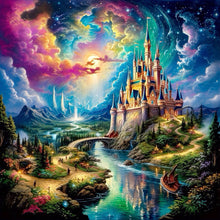 Load image into Gallery viewer, Diamond Painting - Full Round - Colorful clouds and landscape castle (40*40CM)