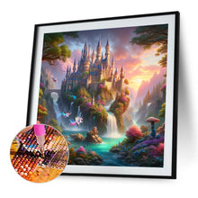 Load image into Gallery viewer, Diamond Painting - Full Round - Sunset waterfall and landscape castle (40*40CM)