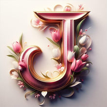 Load image into Gallery viewer, Diamond Painting - Full Round - Pink flower letter J (40*40CM)