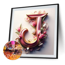 Load image into Gallery viewer, Diamond Painting - Full Round - Pink flower letter J (40*40CM)