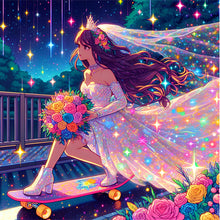 Load image into Gallery viewer, AB Diamond Painting - Full Round - bride on skateboard (40*40CM)