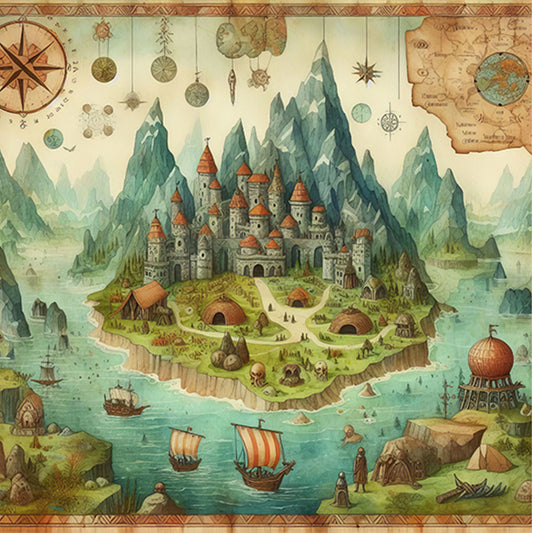 AB Diamond Painting - Full Round - mountain island (40*40CM)