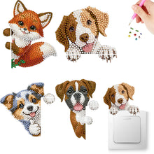 Load image into Gallery viewer, 4Pcs Acrylic Cute Animals Wall Sticker Diamond Switch Sticker for Bathroom Decor