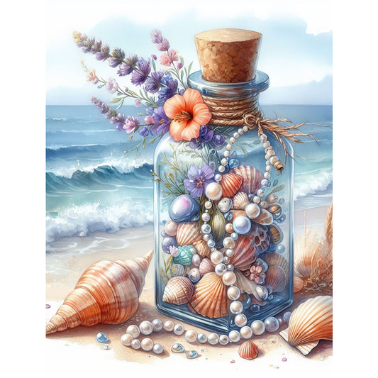 Diamond Painting - Full Square - Stray bottle on the beach (30*40CM)