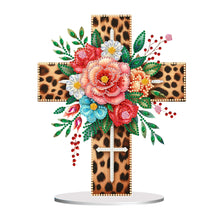 Load image into Gallery viewer, Special Shape Flower Cross Diamond Painting Desktop Ornaments Kit for Home Decor