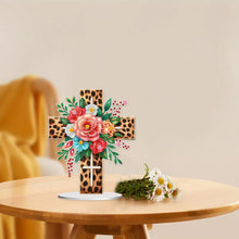 Load image into Gallery viewer, Special Shape Flower Cross Diamond Painting Desktop Ornaments Kit for Home Decor