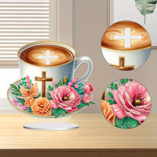 Load image into Gallery viewer, Special Shape Flower Coffee Cross Diamond Painting Desktop Ornaments Kit
