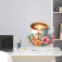 Load image into Gallery viewer, Special Shape Flower Coffee Cross Diamond Painting Desktop Ornaments Kit
