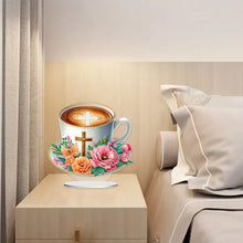Load image into Gallery viewer, Special Shape Flower Coffee Cross Diamond Painting Desktop Ornaments Kit