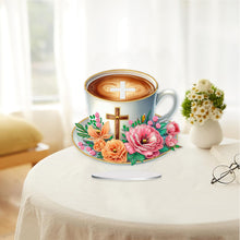 Load image into Gallery viewer, Special Shape Flower Coffee Cross Diamond Painting Desktop Ornaments Kit