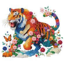 Load image into Gallery viewer, Diamond Painting - Partial Special Shaped - tiger and flower (30*30CM)