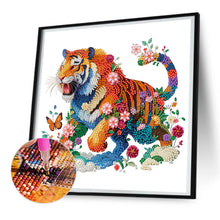 Load image into Gallery viewer, Diamond Painting - Partial Special Shaped - tiger and flower (30*30CM)