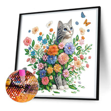 Load image into Gallery viewer, Diamond Painting - Partial Special Shaped - cat and flower (30*30CM)