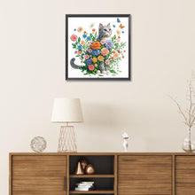 Load image into Gallery viewer, Diamond Painting - Partial Special Shaped - cat and flower (30*30CM)