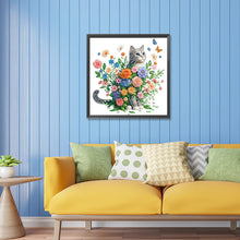 Load image into Gallery viewer, Diamond Painting - Partial Special Shaped - cat and flower (30*30CM)