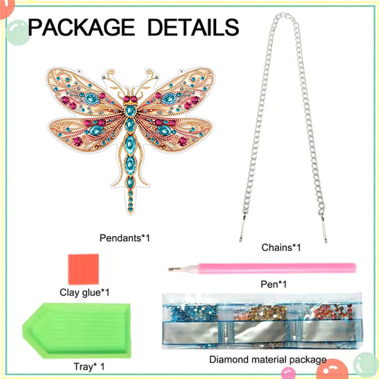 Dragonfly Rhinestone Diamond Painting Art Pendants for Garden Window Decor