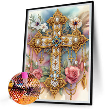 Load image into Gallery viewer, Diamond Painting - Partial Special Shaped - cross and flowers (30*30CM)