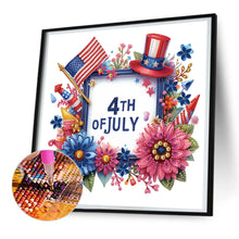 Load image into Gallery viewer, Diamond Painting - Partial Special Shaped - Independence day flag and flowers (30*30CM)