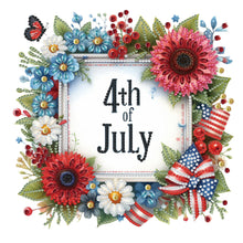 Load image into Gallery viewer, Diamond Painting - Partial Special Shaped - Independence day flag and flowers (30*30CM)