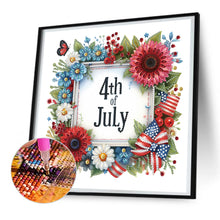 Load image into Gallery viewer, Diamond Painting - Partial Special Shaped - Independence day flag and flowers (30*30CM)