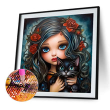 Load image into Gallery viewer, Diamond Painting - Full Round - black cat girl (40*40CM)