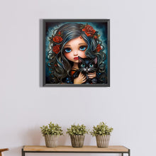 Load image into Gallery viewer, Diamond Painting - Full Round - black cat girl (40*40CM)